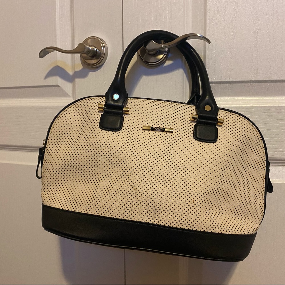 Tous polka dot handbag with fuscia pink lining